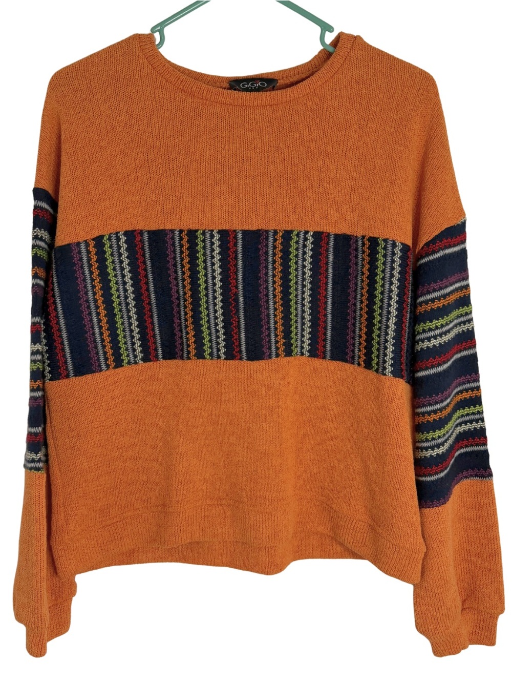 Gigio Orange Long Sleeve Crewneck Sweater Size Small